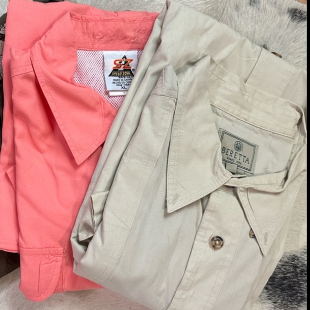 Men’s Beretta Shooting Shirt (Tan) & Speed Zone Race Gear (Orange) – Set of 2